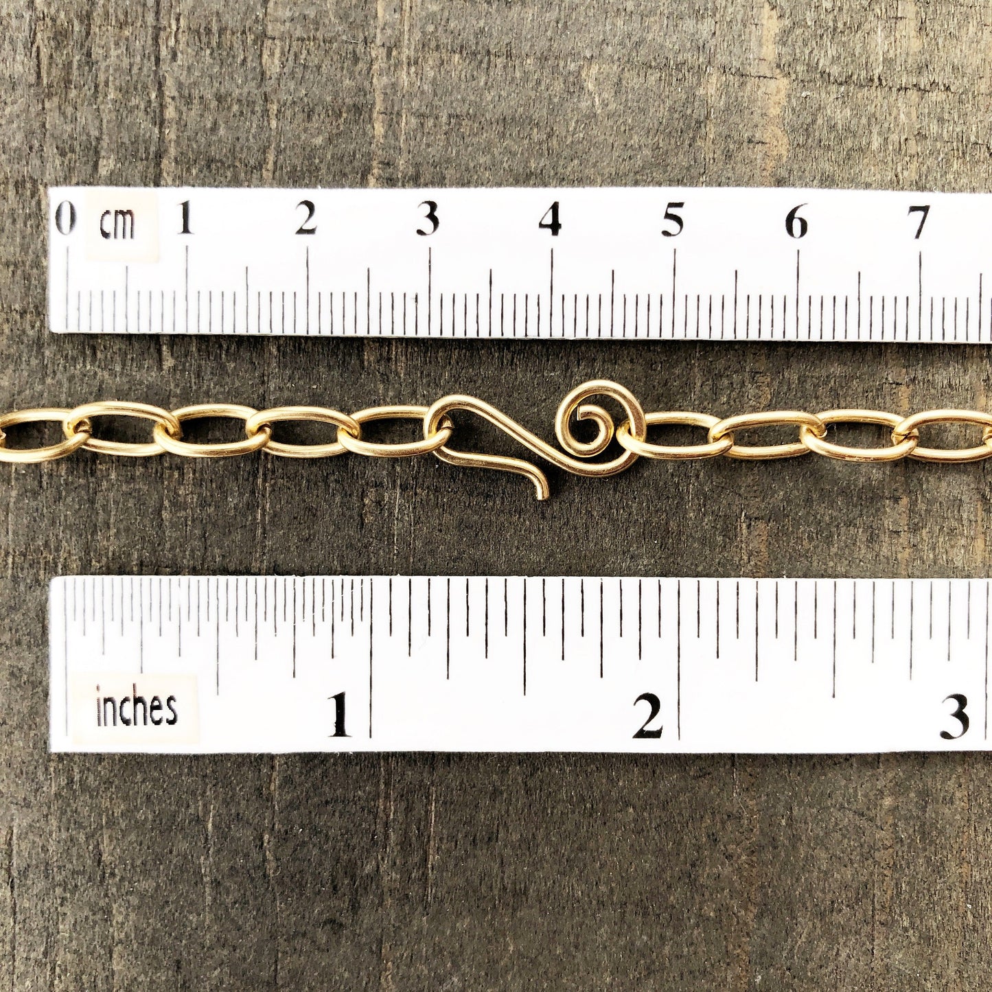 Gold Brass Paperclip Chain Necklace – Adjustable Oval Link with Artisan Clasp