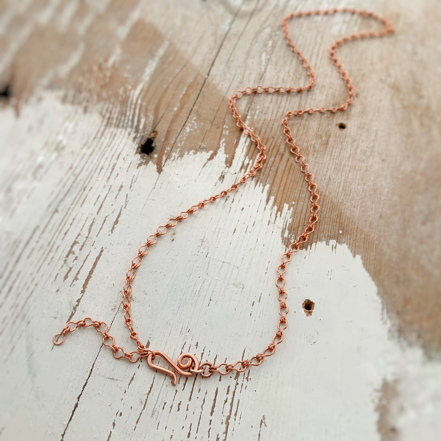 Copper Ladder Chain, Adjustable Custom Petite Chain with Artisan Clasp