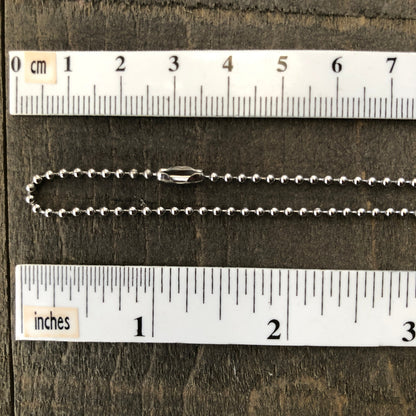 2mm Stainless Steel Ball Chain Necklace – Shiny Silver-Alternative with Connector