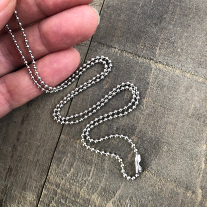 2mm Stainless Steel Ball Chain Necklace – Shiny Silver-Alternative with Connector
