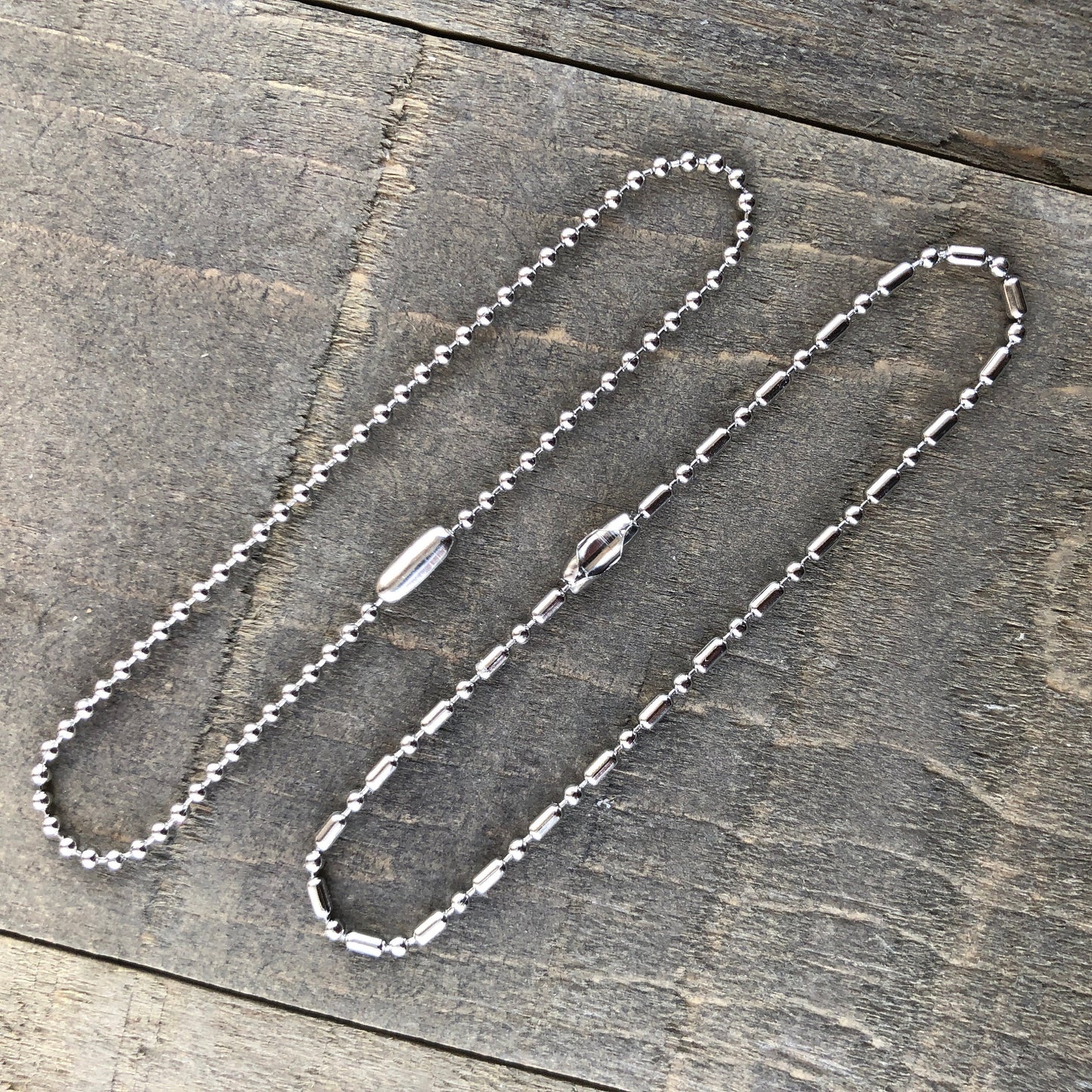 2mm Stainless Steel Ball Chain Bracelet or Anklet – Shiny Silver-Alternative with Connector