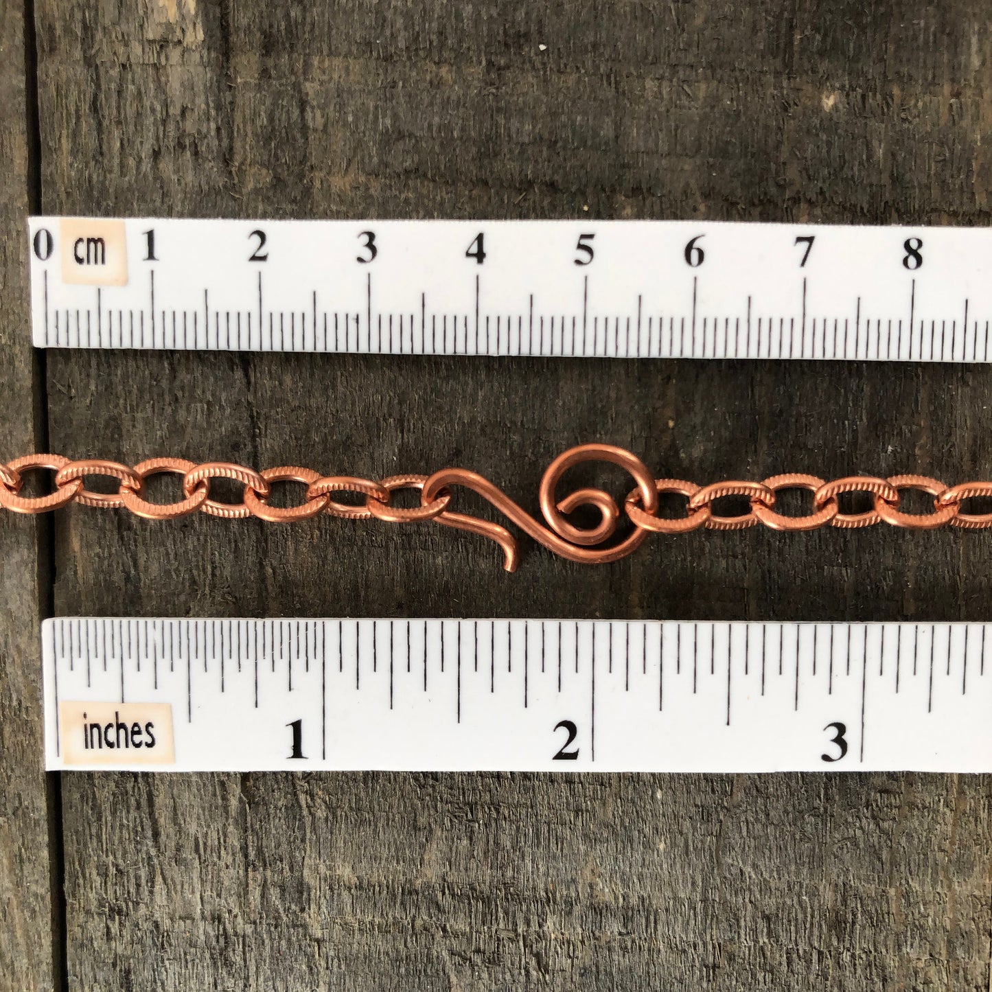 Etched Cable Copper Necklace – Adjustable Custom Length with Handmade Clasp