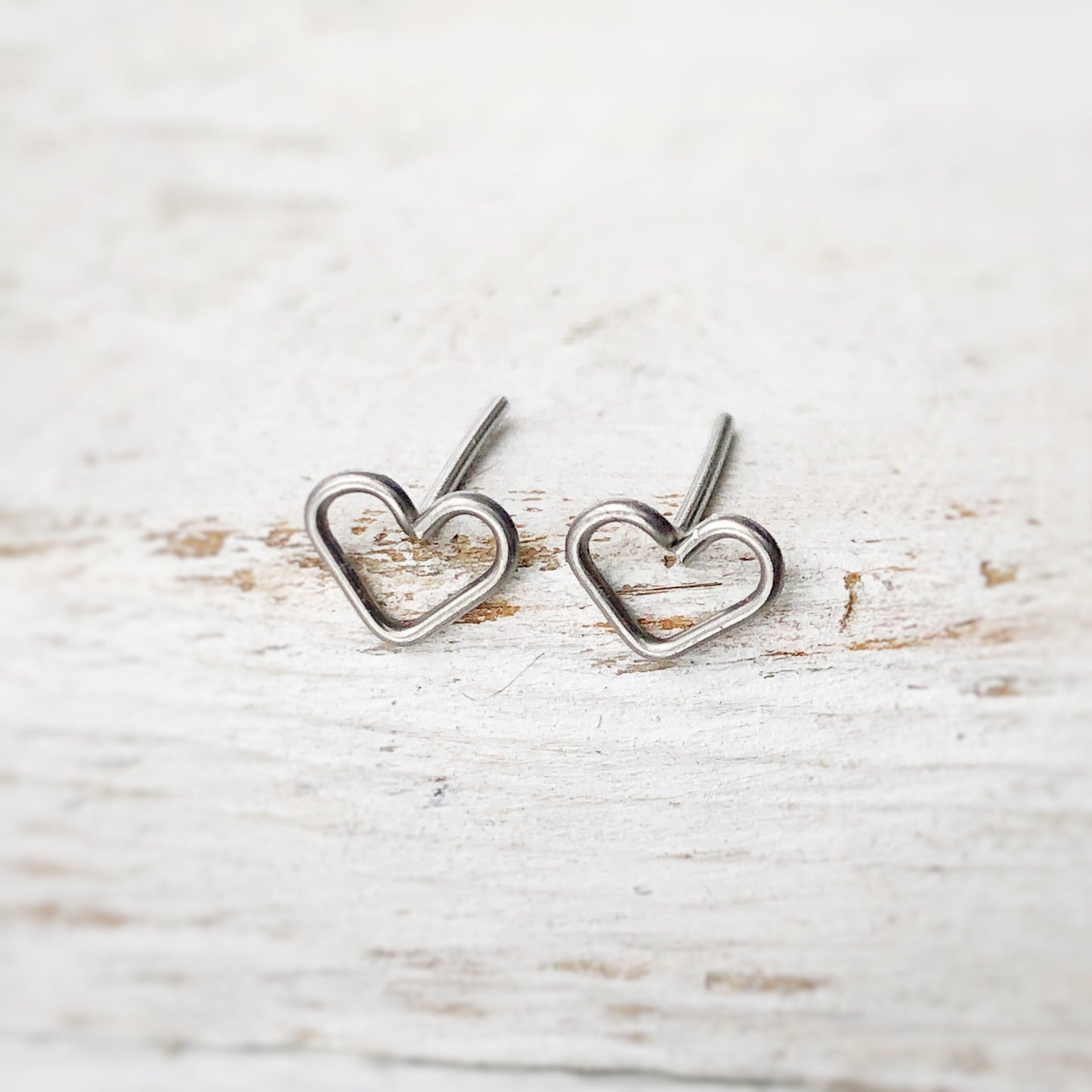 Heart Studs, Stainless Steel