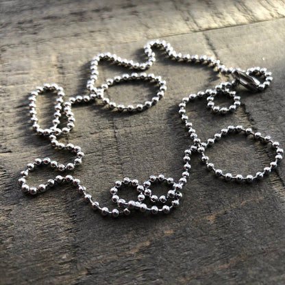 2mm Stainless Steel Ball Chain Necklace – Shiny Silver-Alternative with Connector