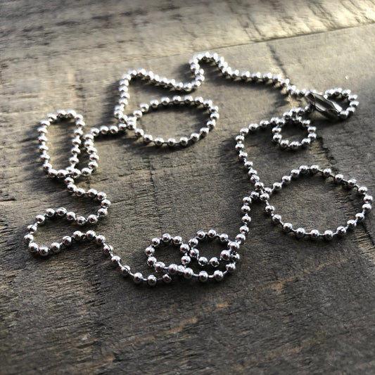 2mm Stainless Steel Ball Chain Necklace – Shiny Silver-Alternative with Connector