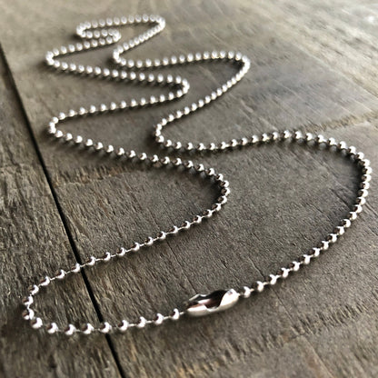 2mm Stainless Steel Ball Chain Necklace – Shiny Silver-Alternative with Connector
