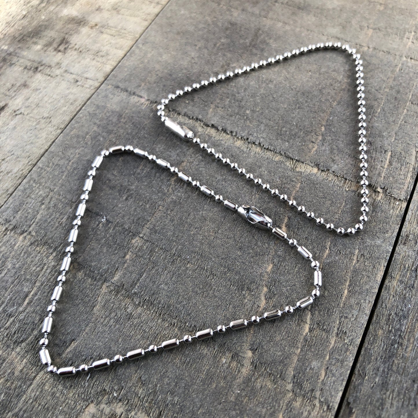 2mm Stainless Steel Ball Chain Bracelet or Anklet – Shiny Silver-Alternative with Connector
