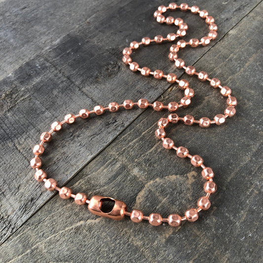 6mm Oversized Copper Faceted Ball Chain Necklace – Strong Solid Copper, Custom Length