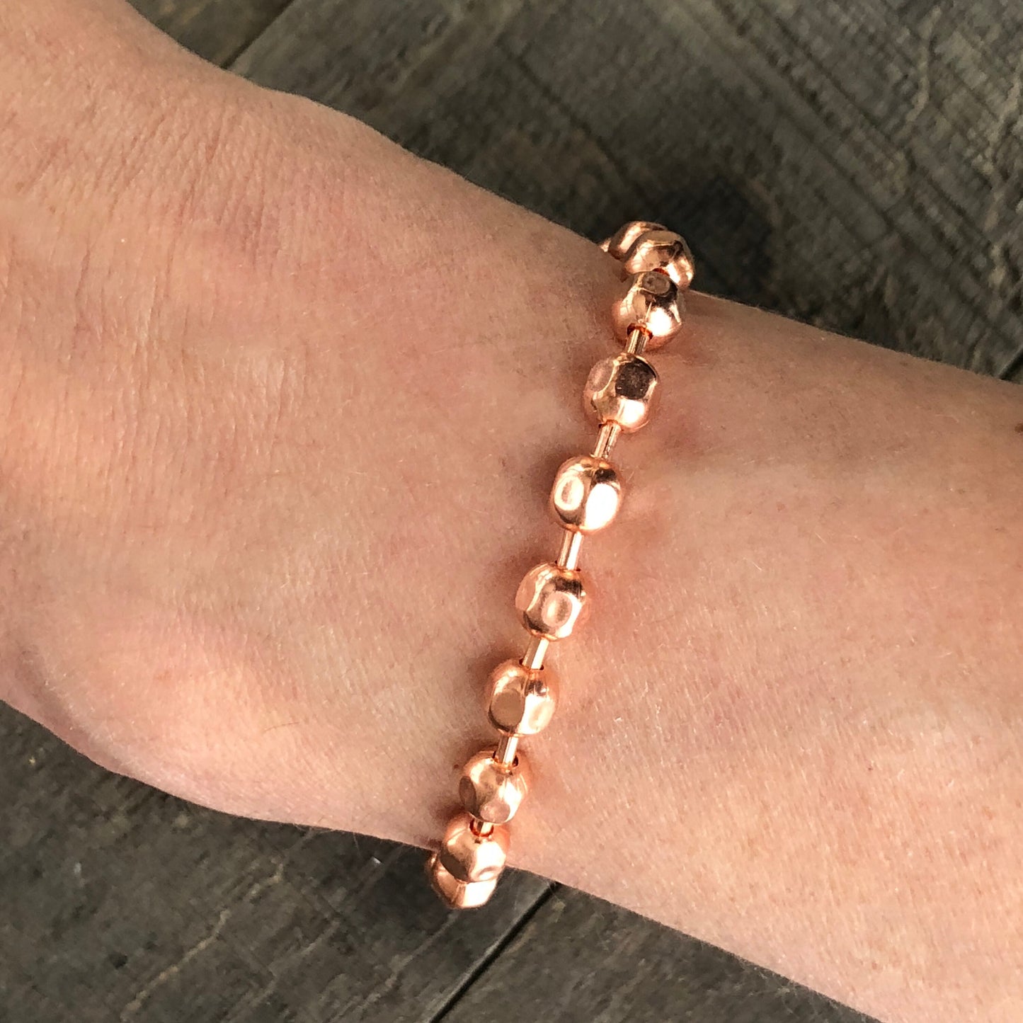 6mm Solid Copper Ball Chain Bracelet or Anklet – Bare Copper, Custom Size