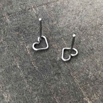 Heart Studs, Stainless Steel