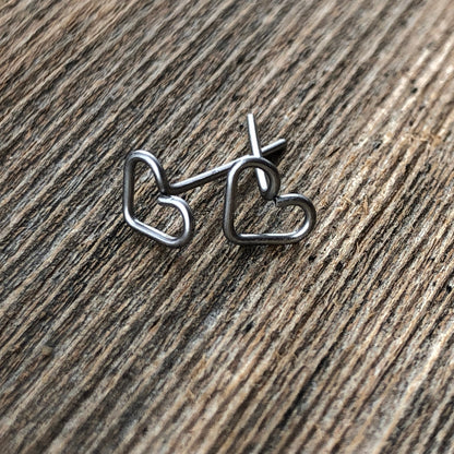 Heart Studs, Stainless Steel