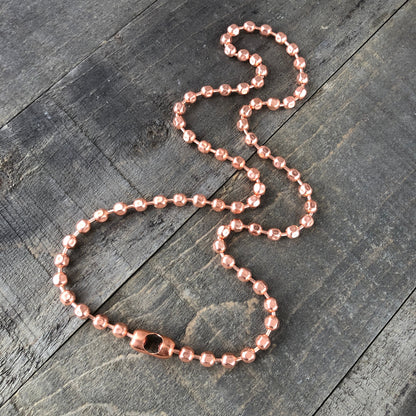 6mm Oversized Copper Faceted Ball Chain Necklace – Strong Solid Copper, Custom Length