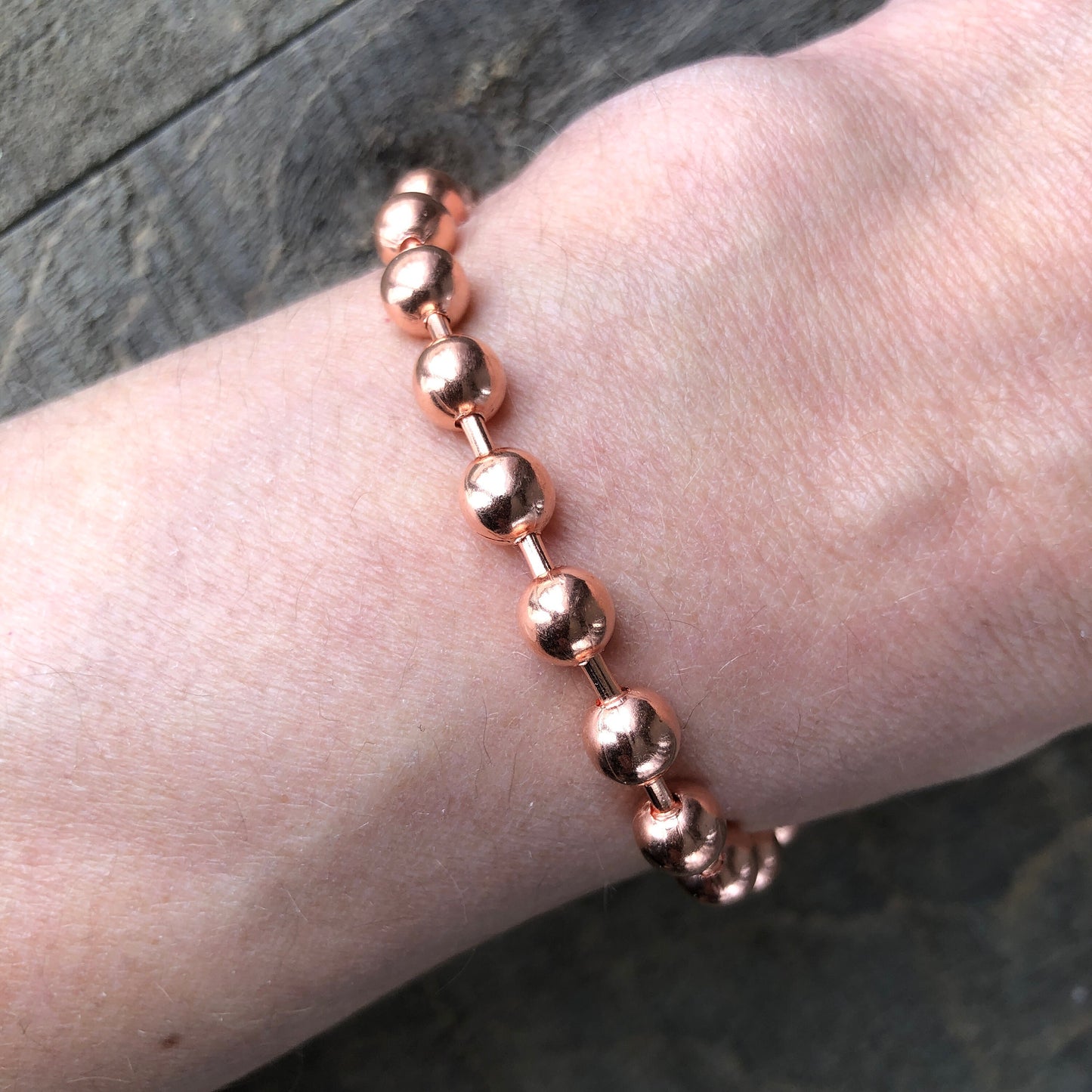 6mm Solid Copper Ball Chain Bracelet or Anklet – Bare Copper, Custom Size