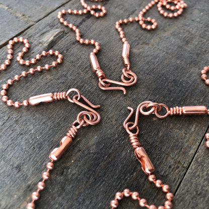 2.4mm Copper Ball Chain Necklace with Artisan Clasp – Slide-On Pendant Ready
