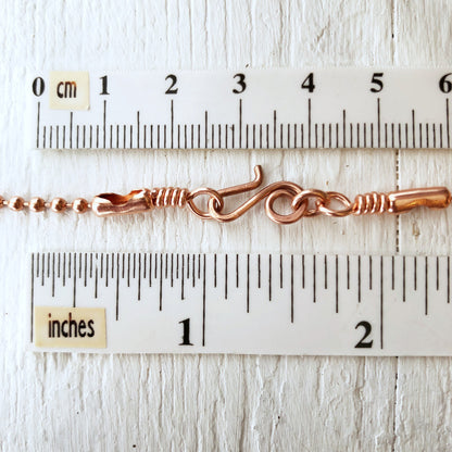 2.4mm Copper Ball Chain Necklace with Artisan Clasp – Slide-On Pendant Ready