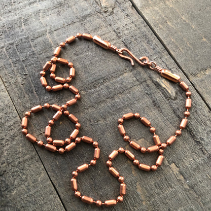 Copper Necklace with Simple Hook Clasp – 3.2mm Ball Chain, Slide-On Pendant, Artisan Custom Length