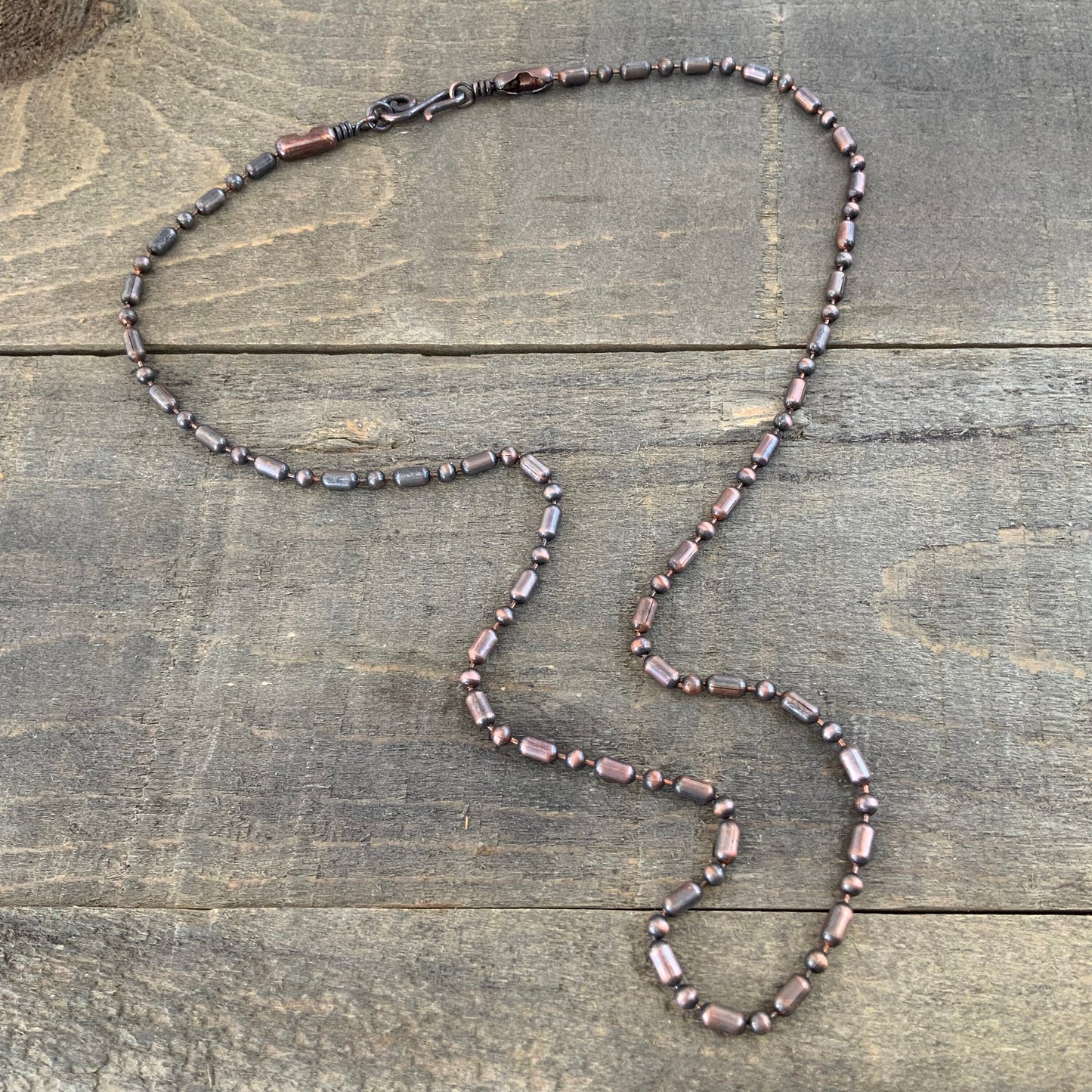3.2mm Oxidized Copper Ball Chain with Artisan Swirl Clasp, Slide on Your Pendant,