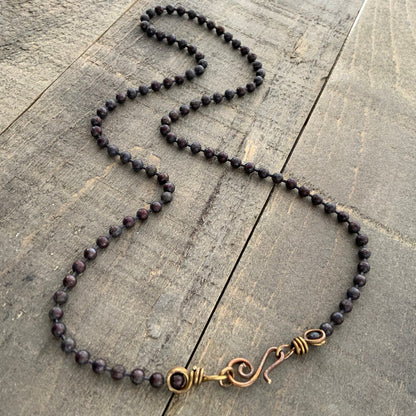 Patina 4mm Brass Ball Chain Necklace – Handmade Artisan Clasp, Custom Length