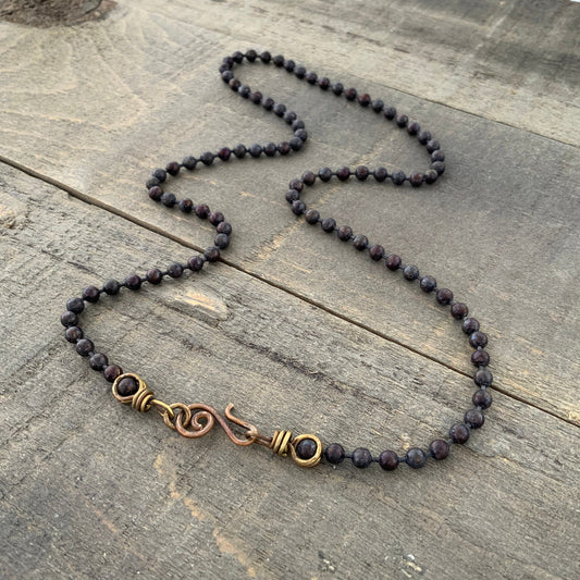 Patina 4mm Brass Ball Chain Necklace – Handmade Artisan Clasp, Custom Length