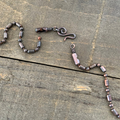 3.2mm Oxidized Copper Ball Chain with Artisan Swirl Clasp, Slide on Your Pendant,