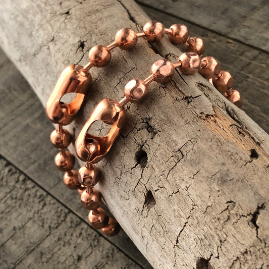 6mm Solid Copper Ball Chain Bracelet or Anklet – Bare Copper, Custom Size