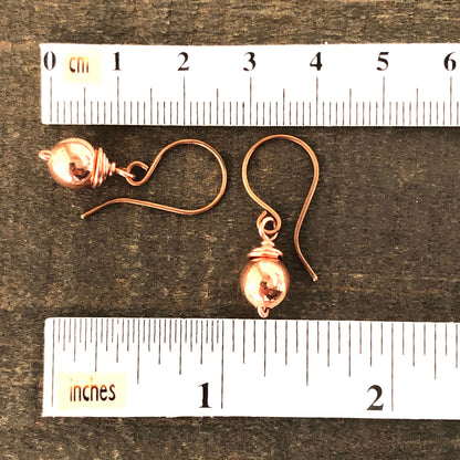 Simple Copper Ball earrings, 8mm