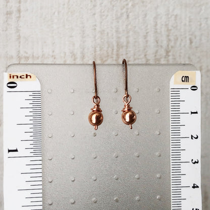 Small Pure Copper Ball Earrings, 6mm