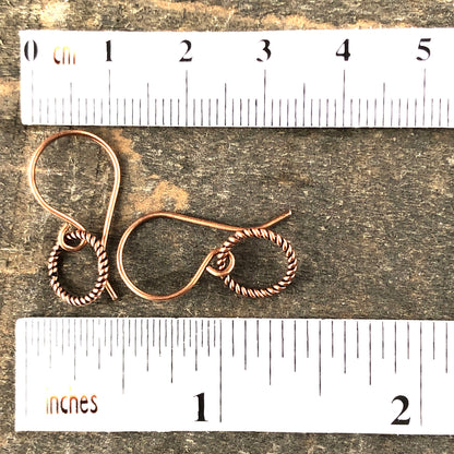 Small Handmade Copper Hoop Earrings – Minimalist 10mm Twisted Wire Hoops