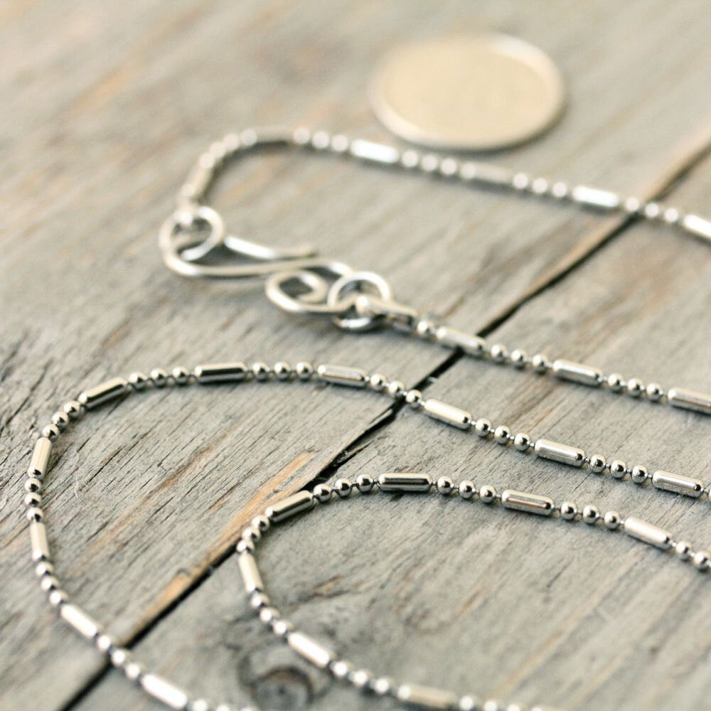 1.5mm Stainless Steel Ball-Bar Chain – Shiny Petite Chain with Handmade Swirl Clasp
