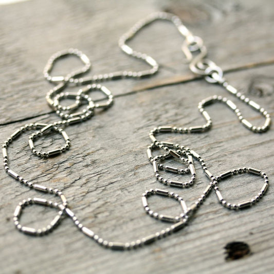 1.5mm Stainless Steel Ball-Bar Chain – Shiny Petite Chain with Handmade Swirl Clasp