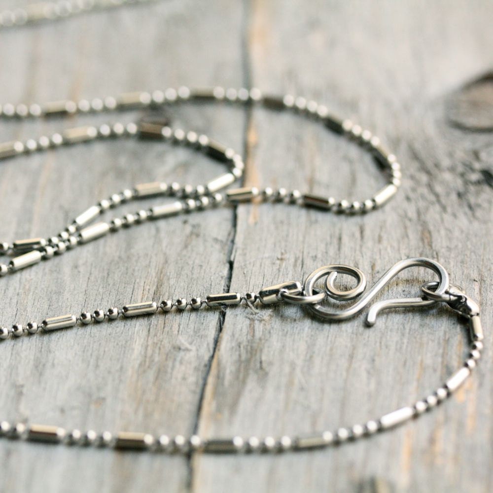 1.5mm Stainless Steel Ball-Bar Chain – Shiny Petite Chain with Handmade Swirl Clasp