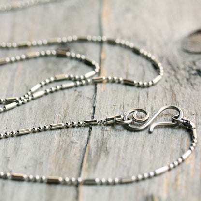 1.5mm Stainless Steel Ball-Bar Chain – Shiny Petite Chain with Handmade Swirl Clasp