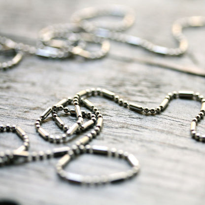 1.5mm Stainless Steel Ball-Bar Chain – Shiny Petite Chain with Handmade Swirl Clasp