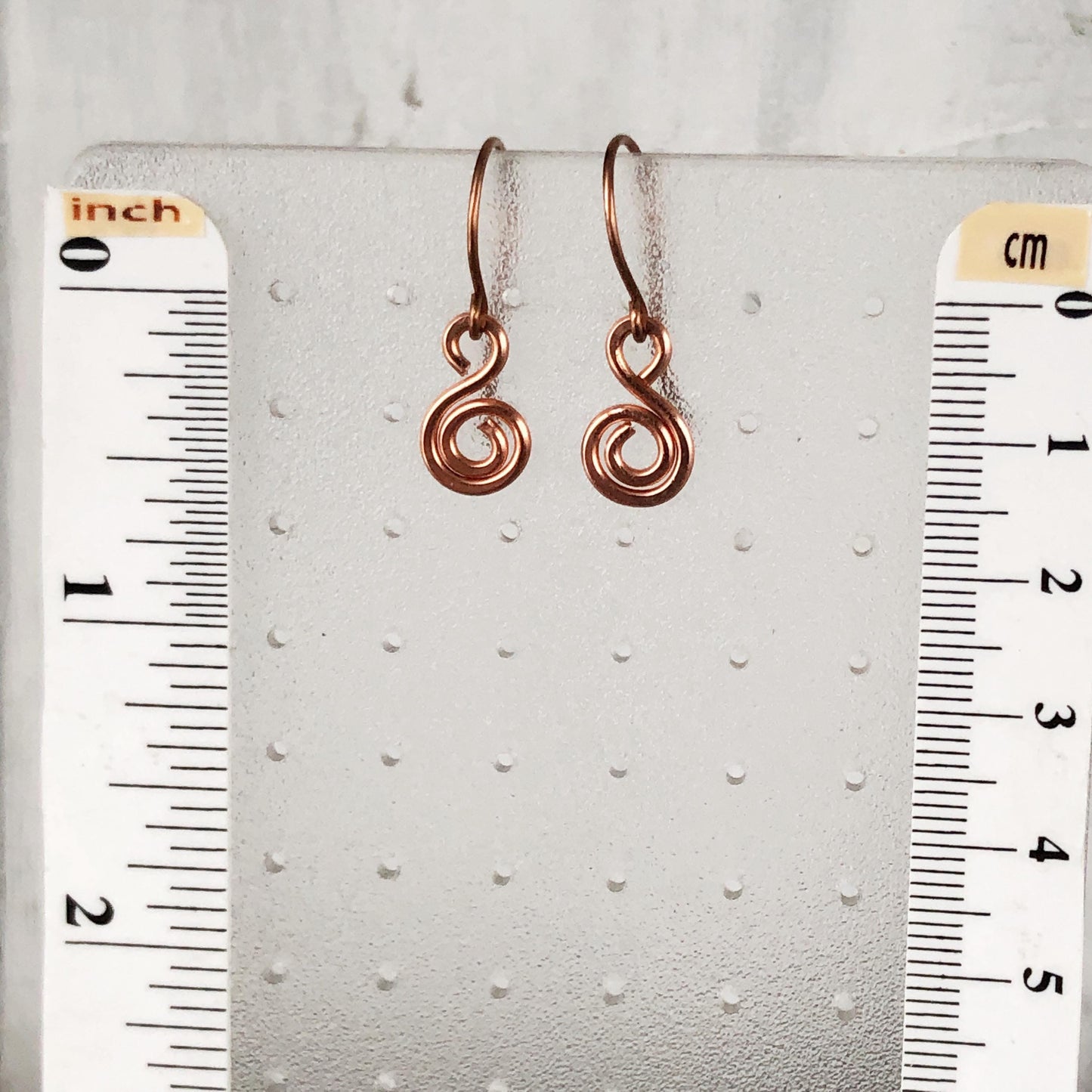 Minimalist Copper Swirl Earrings – Handmade Pure Copper Small Dangles