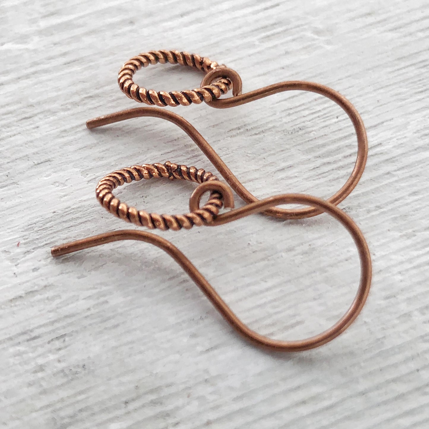 Small Handmade Copper Hoop Earrings – Minimalist 10mm Twisted Wire Hoops