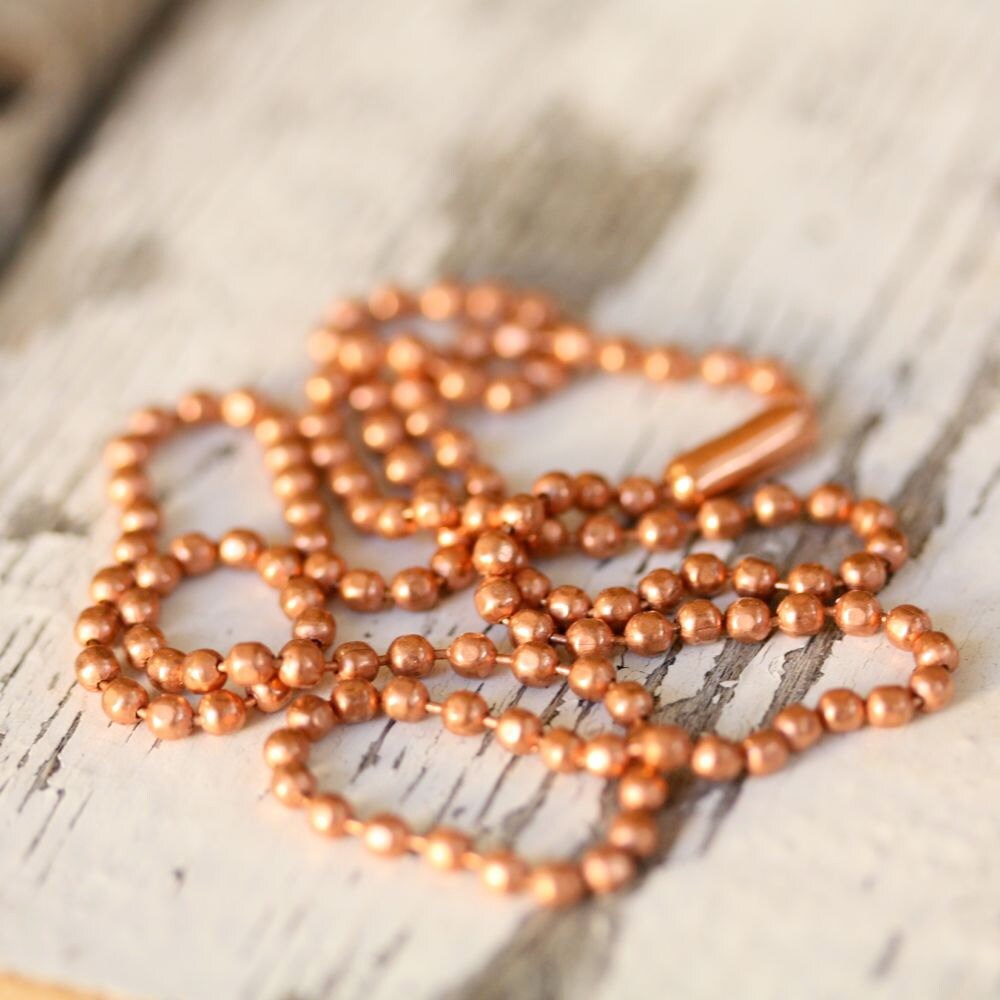 2.4mm Solid Copper Ball Chain Necklace with End Connector – Custom Length