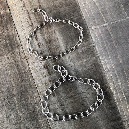 Stainless Steel Bracelet with Lobster Clasp, 9x11mm Roundish Link Adjustable Silver Color, Anklet / Charm Bracelet Chain