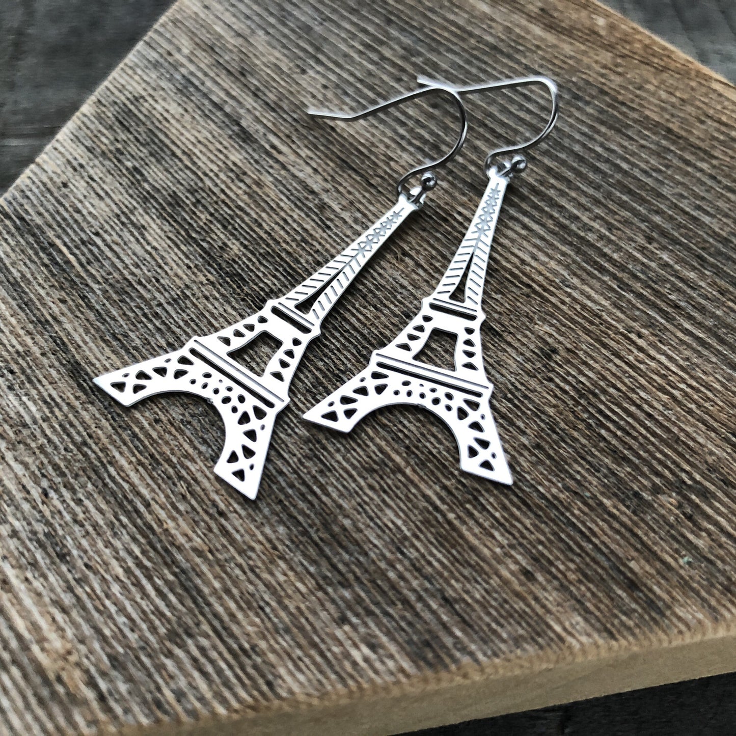 Eiffel Tower Earrings – Stainless Steel, French Hook, Lightweight