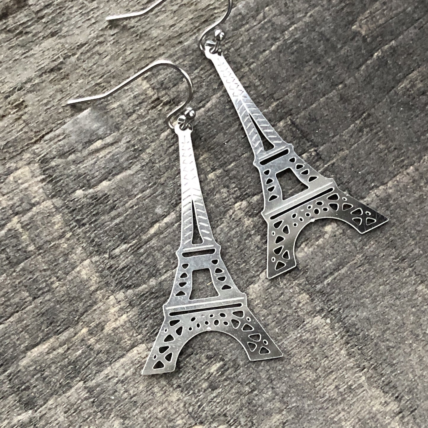 Eiffel Tower Earrings – Stainless Steel, French Hook, Lightweight