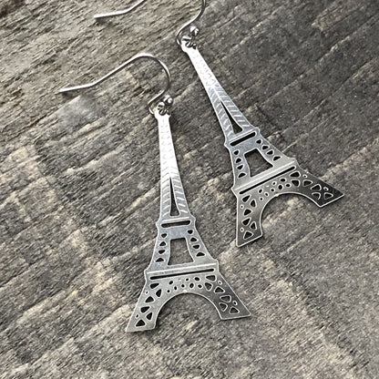 Eiffel Tower Earrings – Stainless Steel, French Hook, Lightweight