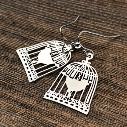 Birdcage Earrings – Stainless Steel, French Hook, Lightweight