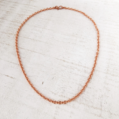 Solid Copper Petite Cable Chain, Smooth Link Custom Length with Artisan Clasp